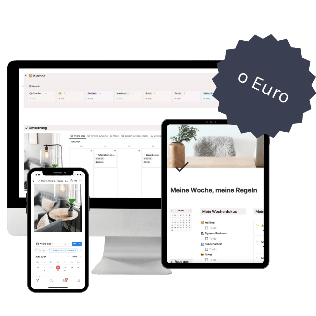 Notion Template Wochenplanung Projektmanagement Aufgabenplanung kostenlos o Euro Tatjana Kiefler